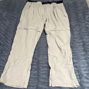 ExOfficio Mens XL Khaki Nylon Convertible Hiking Cargo Pants 32 Inseam Belted